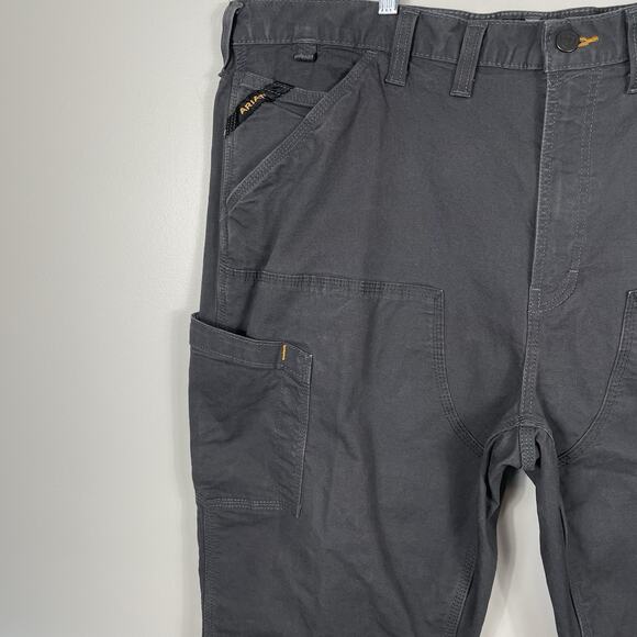Ariat Rebar M4 Double Front Pants Men 46x30 Gray Canvas Relaxed Straight Utility - Picture 6 of 16